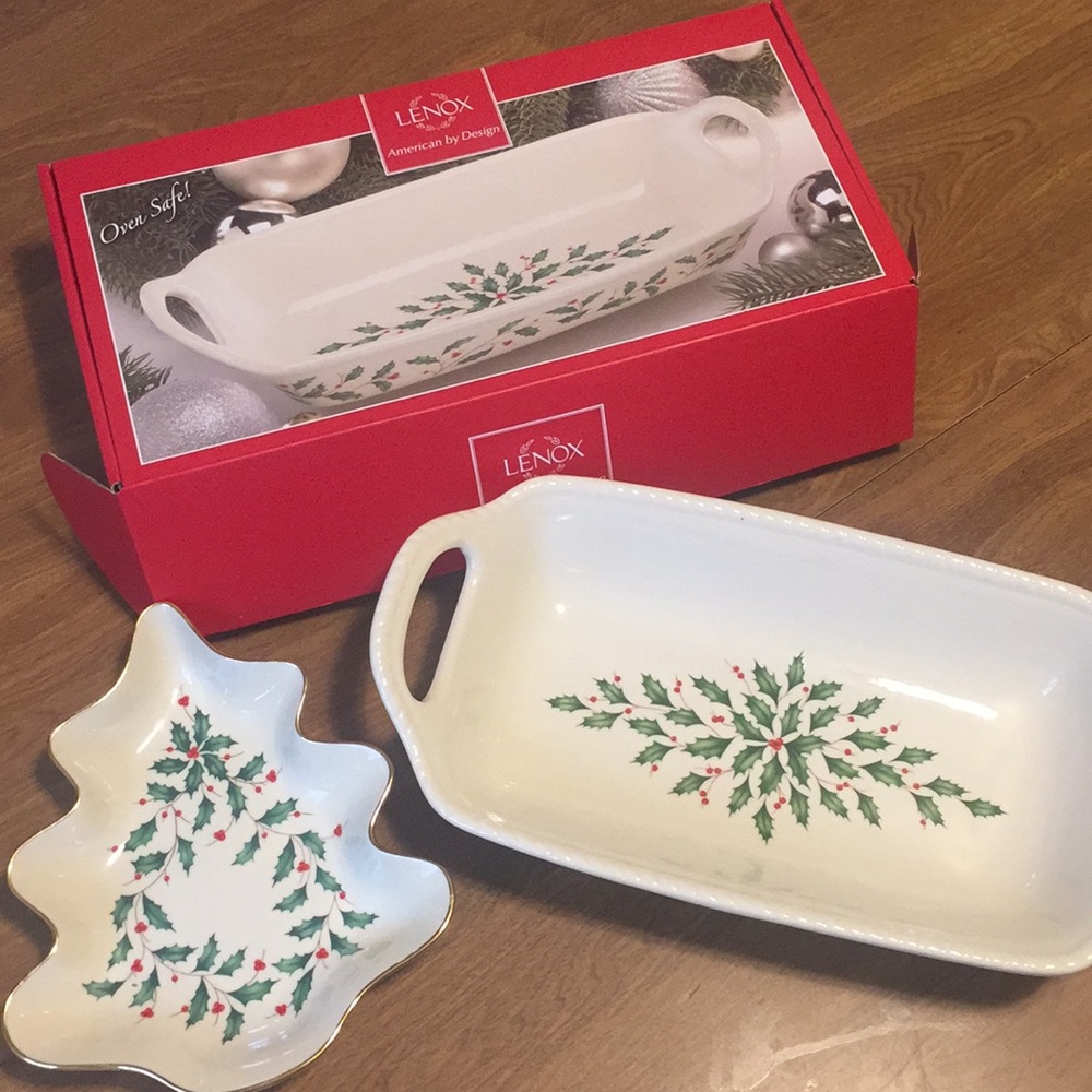 Lenox Christmas bread basket and candy dish